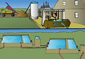illustration depicting the smelting and extraction of copper